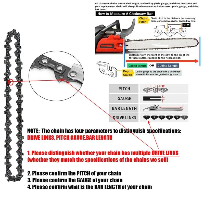 10/12/14/16 Inch Metal Chainsaw Chain 3/8"LP 40/45/50/52/55/56/59 Drive Links 0.050"Gauge For Electric Chain Saw Accessories