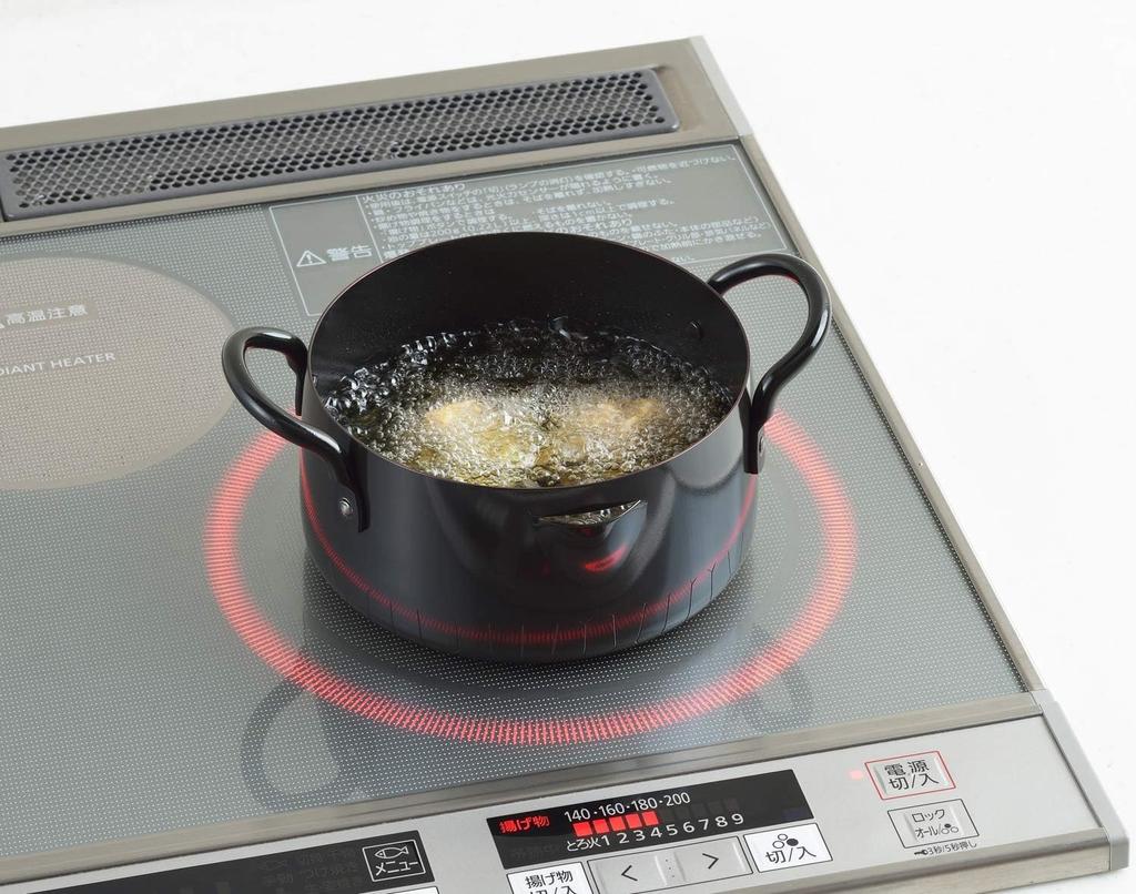 Yoshikawa Same Pattern Iron Tempura Pot 16cm NEW Gourmet Power Made in Japan Gift Wrapping Specification SJ3171 Capacity 0.8L