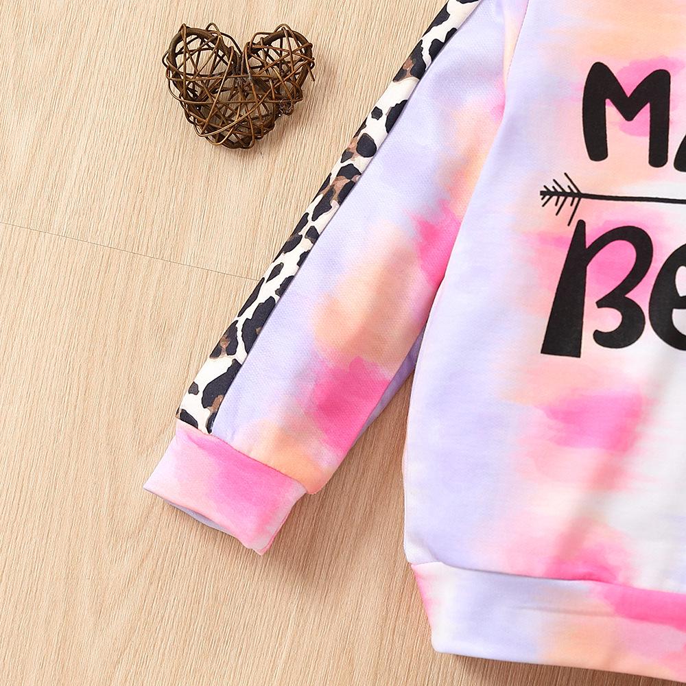 Kids' Cross-Border Tie-Dye Patchwork Hoodie & Sweatpants Set, Autumn/Winter Fashion