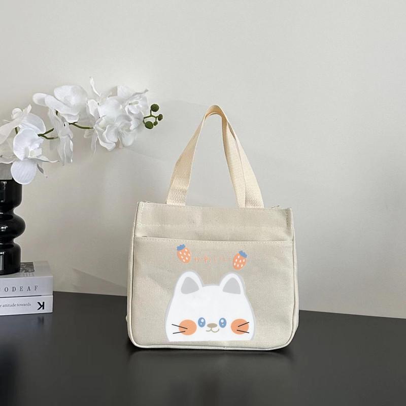 Stylish Canvas Commuter Tote with Zipper - Trendy Lunch Box Handbag for Women