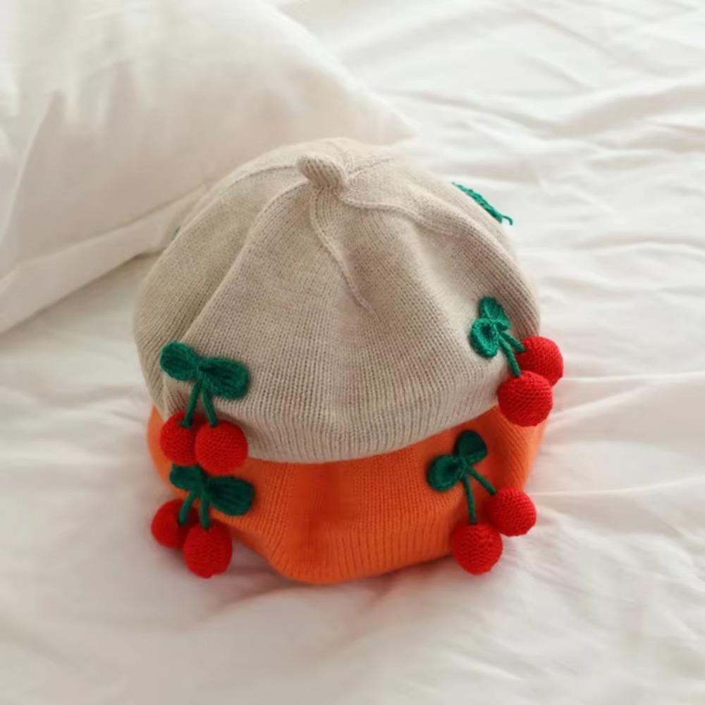 Winter Knitted Pumpkin Hat Cherry Newborn Bonnet Hats Lovely Baby Berets Boys Girls
