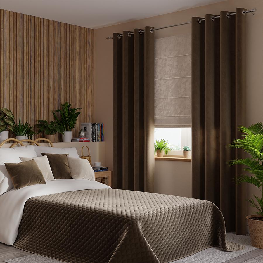 VELVI Quilted Bedspread - Warm Brown - 170x210 cm