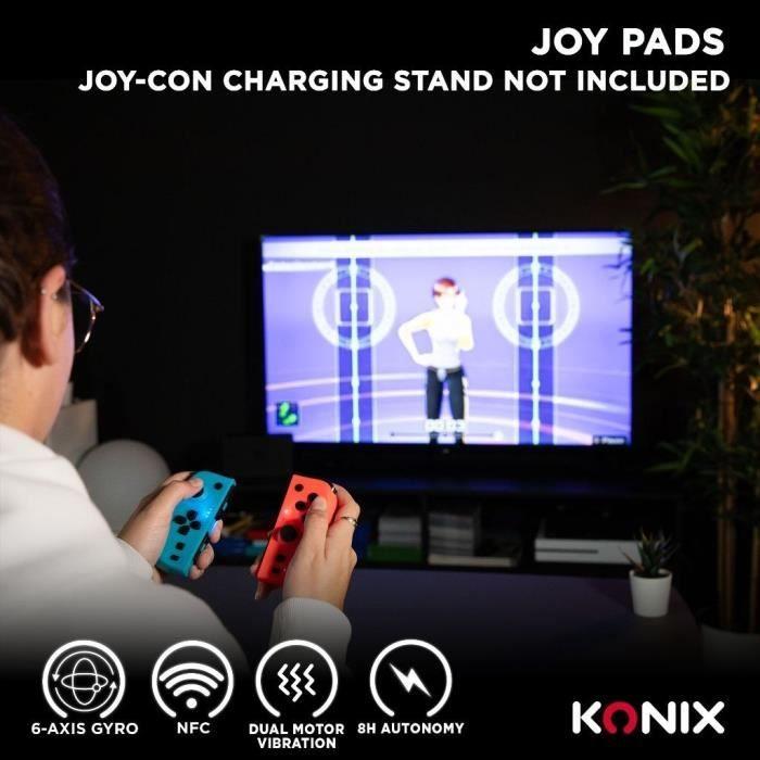 Joypady - Nintendo Switch a Switch OLED - KONIX - Výdrž 8 h - Funkce vibrací - Modrá a červená