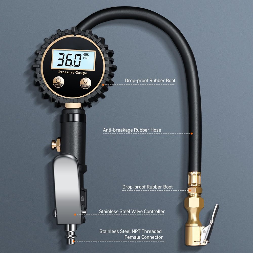 0.1 Display Resolution Digital Tire Pressure Gauge Digital Tire Tester  Motorcycle