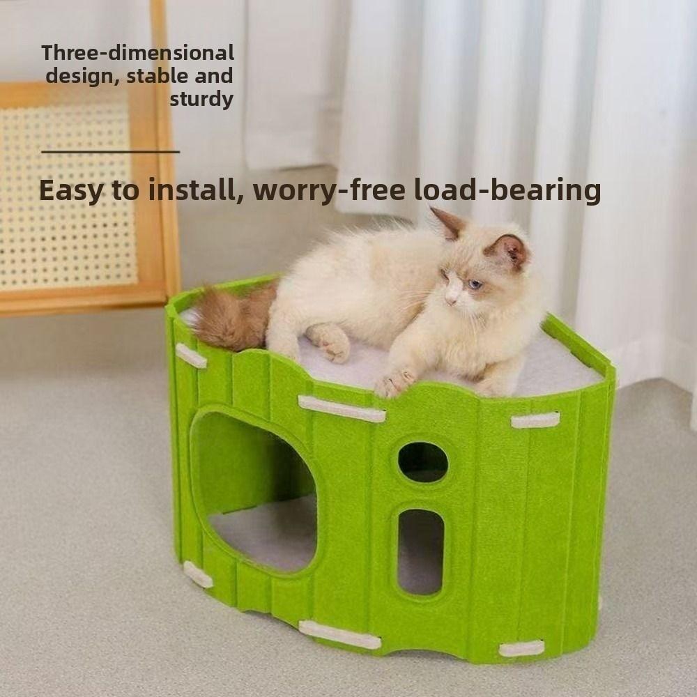 All-in-one Cat House With Holes Multi-layer Cat Climbing Frame Sturdy Corner Design Cat Castle House Cat Furniture