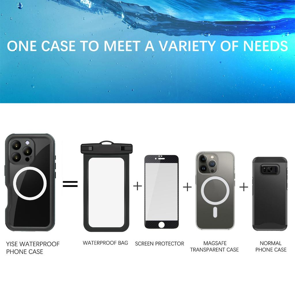 REDPEPPER D-UP Series For iPhone 16 Pro Case IP68 Waterproof Clear Back Panel Phone Cover Compatible with MagSafe