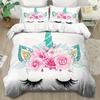 Cartoon Rainbow Print Unicorn Duvet Cover Set Multi Size Quilt Cover Queen Size Bedroom Bedding Decoration Machine Washable Adult Boy Girl