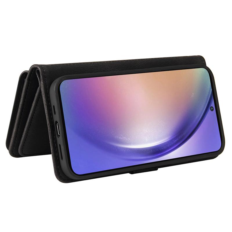 Husă portofel cu fermoar pentru Samsung Galaxy A55 5G cu 15 sloturi pentru carduri și curea, husă de telefon din piele