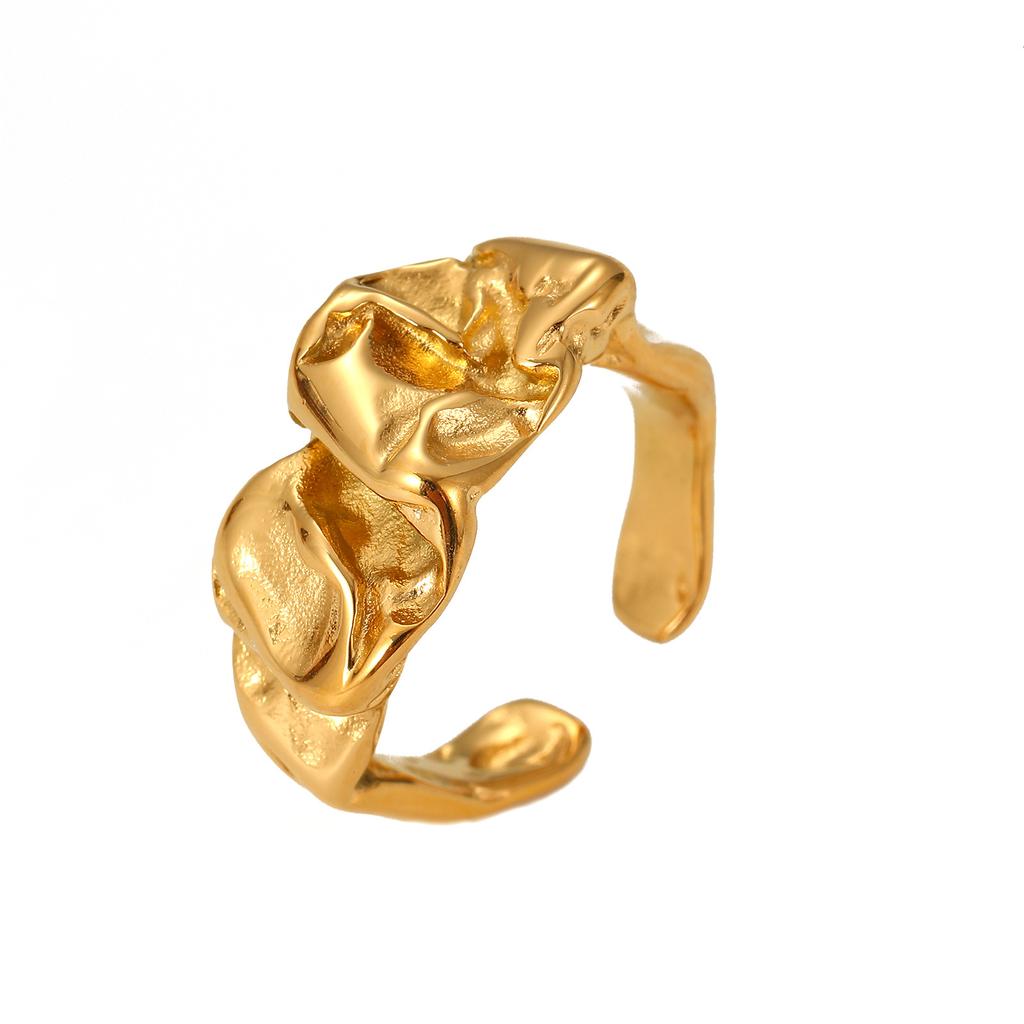 Bague Simple Taigang Design de Niche Ne se Décolore Pas Ouverture Réglable Anneau en Acier Titane Exagéré pour Doigt Index Féminin Qualité
