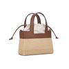Charles & Keith Small Ck 26 Summer Vacation Woven Basket Bag Pu Mixed Fabric Tote Bag Women Tote Bag Beige Brown CK11-30782847