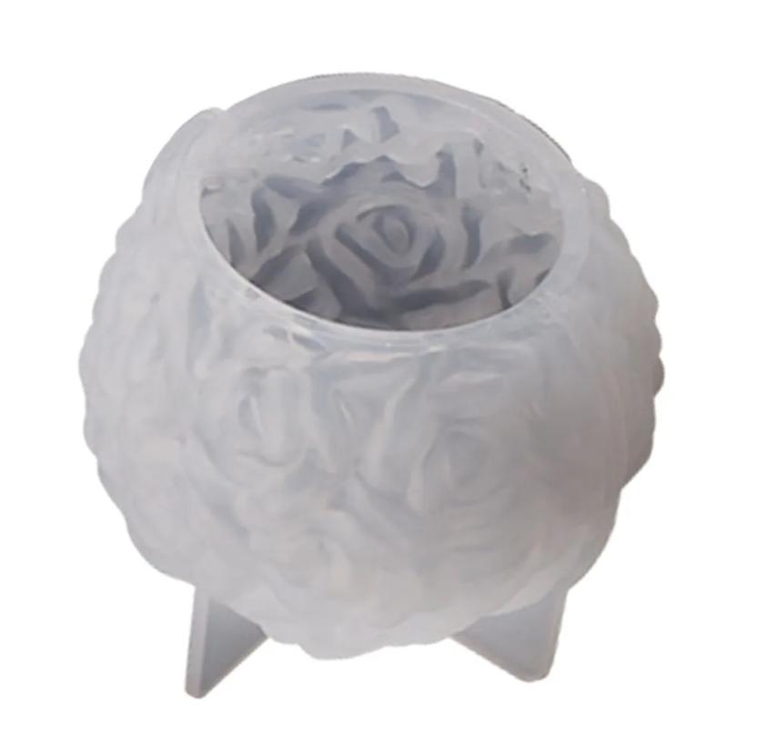 

Resin Rose Flower Ball Candle Round Silicone Mold One Size белый