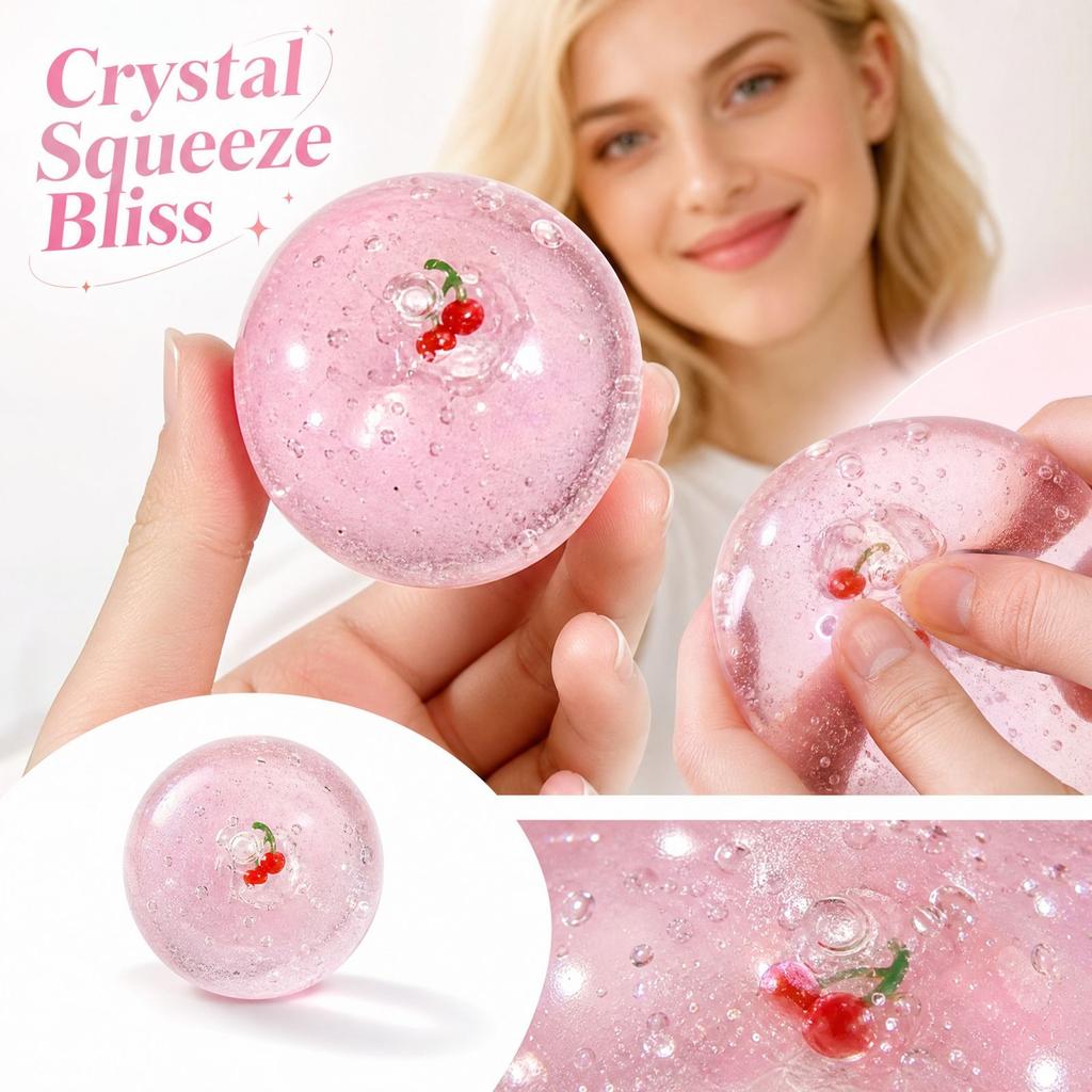 Stress Ball, Clear Sensory Toy with Gold Glitter and Sound for Desk