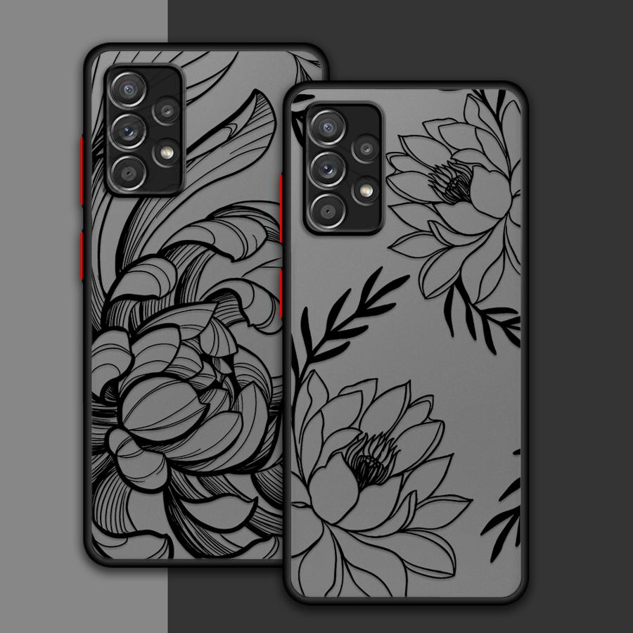 Phone Cover Case for Samsung Galaxy A16 A15 A17 A52 A35 A52S A72 A56 A55 A14 A23 A53 A54 A73 A33 A34 A36 Creative Art Flower