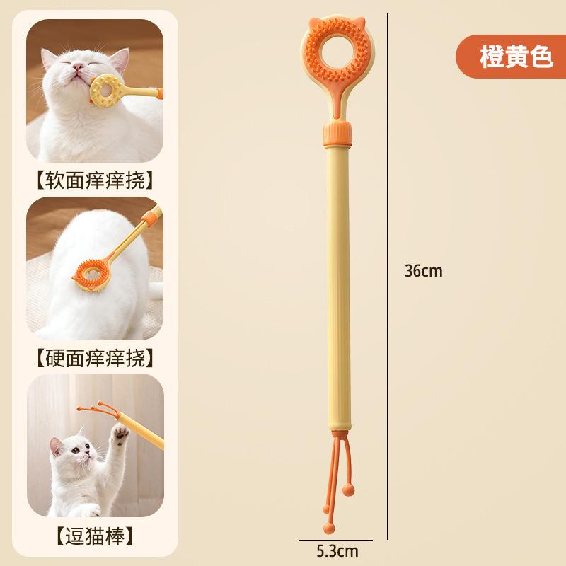 Retractable Pet Scratcher Double-sided Massager 2-in-1 Cat Teaser Toy Cat Itching Scratching Tool Bag