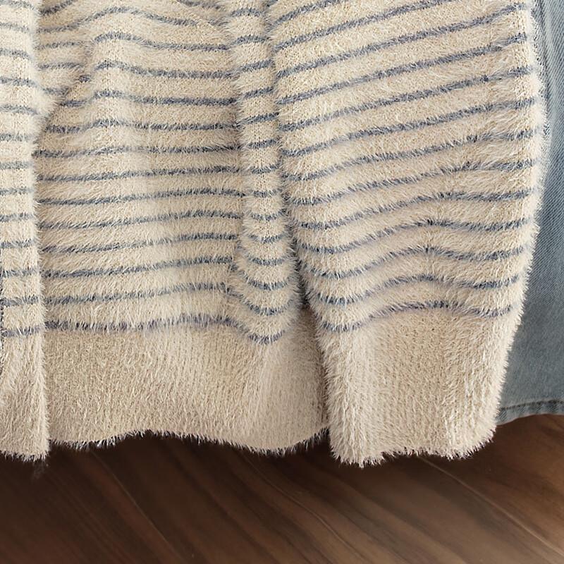 Sybill She Women's Striped Hooded Long-Sleeve Sweater