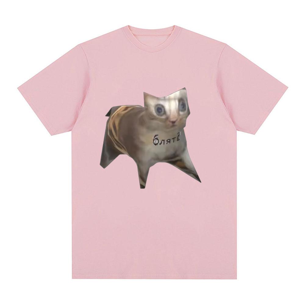 Funny Russian Cat Meme Graphic Print T-shirt Men Women Cotton Casual Short Sleeve Oversized T-shirts Fashion Oversized Tee Shirt