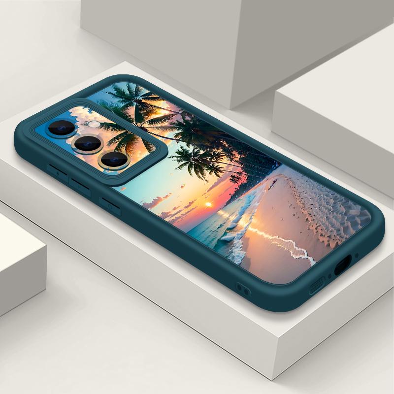 Seaside Coconut Print Case For Samsung A57 A37 A27 A17 S26 Ultra S25 FE A56 A36 A16 A55 A35 A15 A54 5G S21 S22 S23 S24 Plus Shockproof Bumper Cover