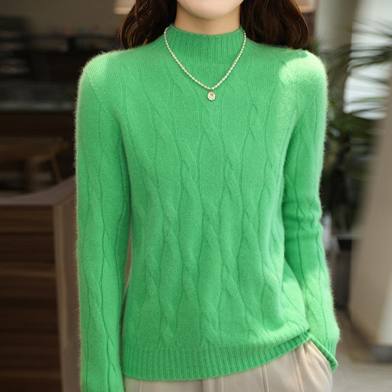 2026 Autumn/Winter Women's Slim Fit Half-High Neck Pure Wool Knitwear