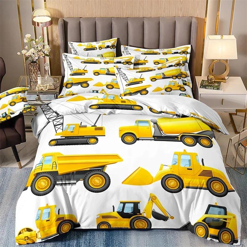 3D Bedding Sets For Boys Engineering Vehicle Excavator Bulldozer Duvet Cover Set For Kids Comforter Cover Mainland China