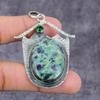 Ruby Fuchsite,Diopside Lab-Created Handmade 925 Sterling Silver Pendant 2" b3Z92