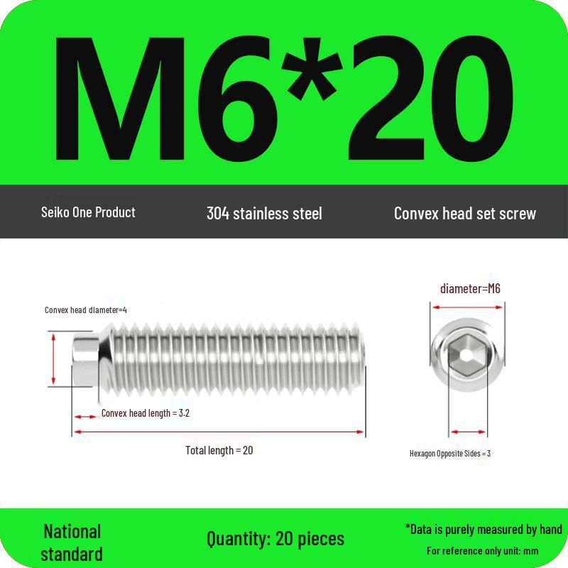 304 Stainless Steel Cup Point Grub Screw - Sizes M3 To M10
