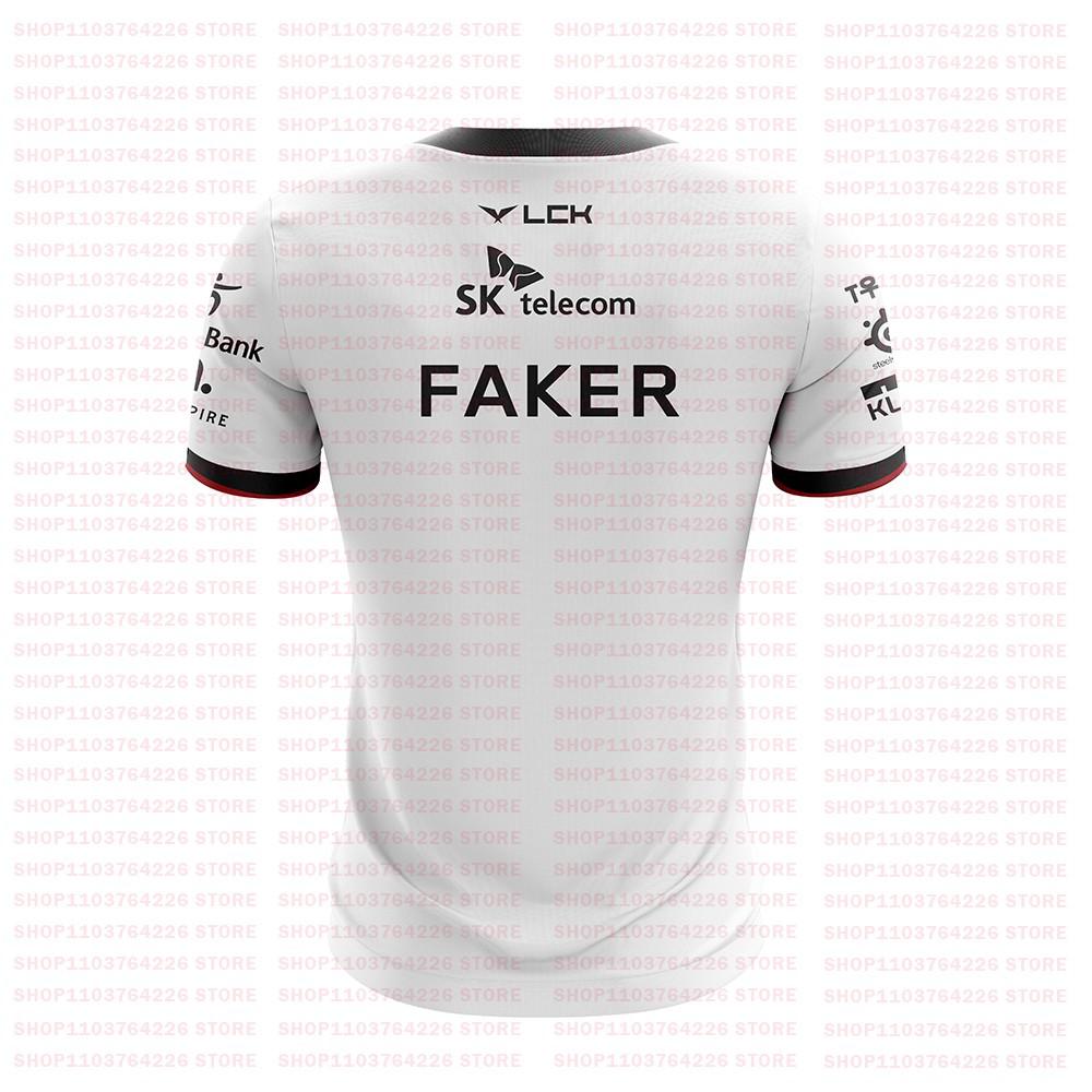 2024 Skt T1 Uniform Jersey E-sports T-shirt LoL S14 Faker Men's T-shirt Sports Game 3d Children's Short Sleeve Top T-shirt
