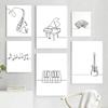 Draw Wall Art Canvas Poster Music Print Nordic Piano Guitar Saxophone Line Abstract Minimalist Painting Picture Living Room Deco