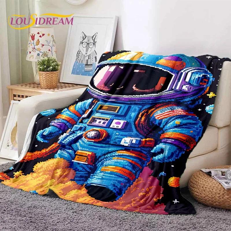 Astronaut Universe Spaceman Outer Space Cartoon Soft Flannel Blanket for Beds Bedroom Sofa Picnic,Throw Blanket Outdoors Leisure