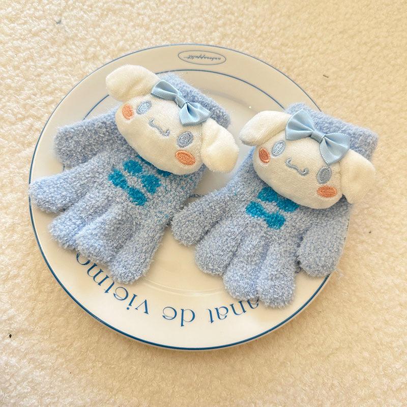 Kinderhandschuhe Herbst und Winter Cartoon Niedlich Kuromi Warme Vollfingerhandschuhe für Jungen und Mädchen Schreiben Split-Finger Babyhandschuhe