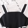 Girls' Fashionable Black Outfit - Summer Children's Simple Halter Top + Wide-leg Shorts Set