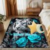1PC Custom Name Tiger Roses Butterfly Artwork Theme Floor Mat Ideal for Living Room, Game Rooms, Office, Bedroom,Floor Mat Playful Design