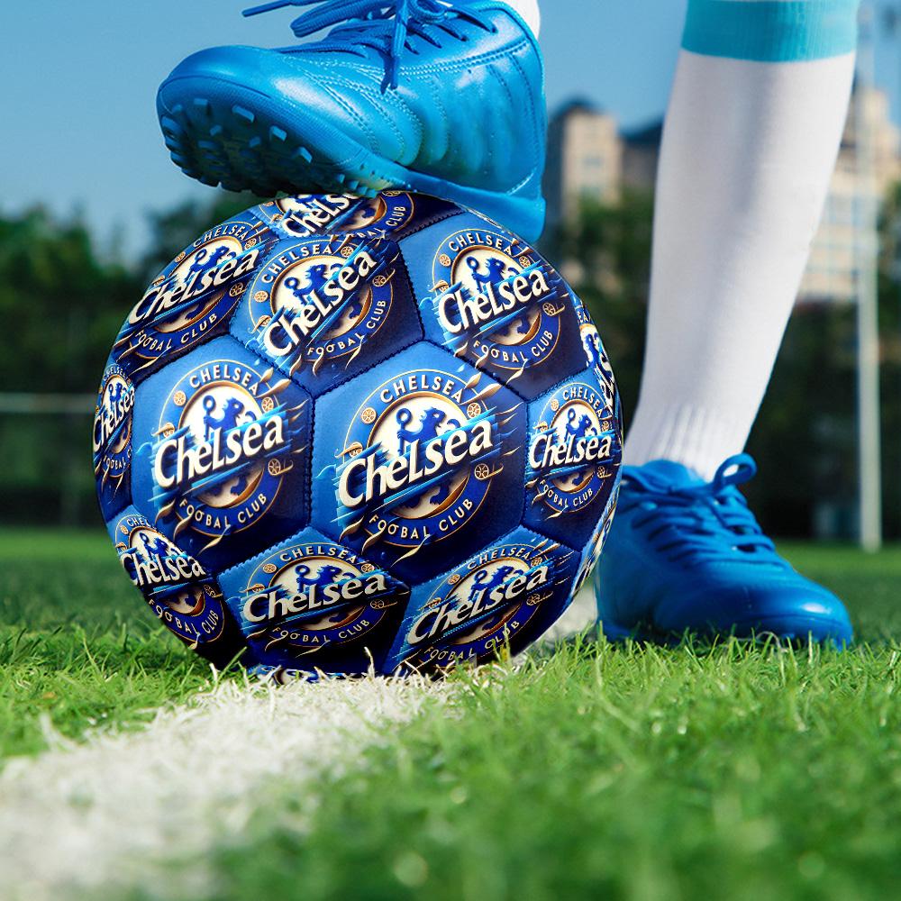 Chelsea FC CLUBSoccer Ball Colorato Per Tutte le Età Cucito a Macchina PVC Pronto per la Competizione Durevole Alto Rimbalzo