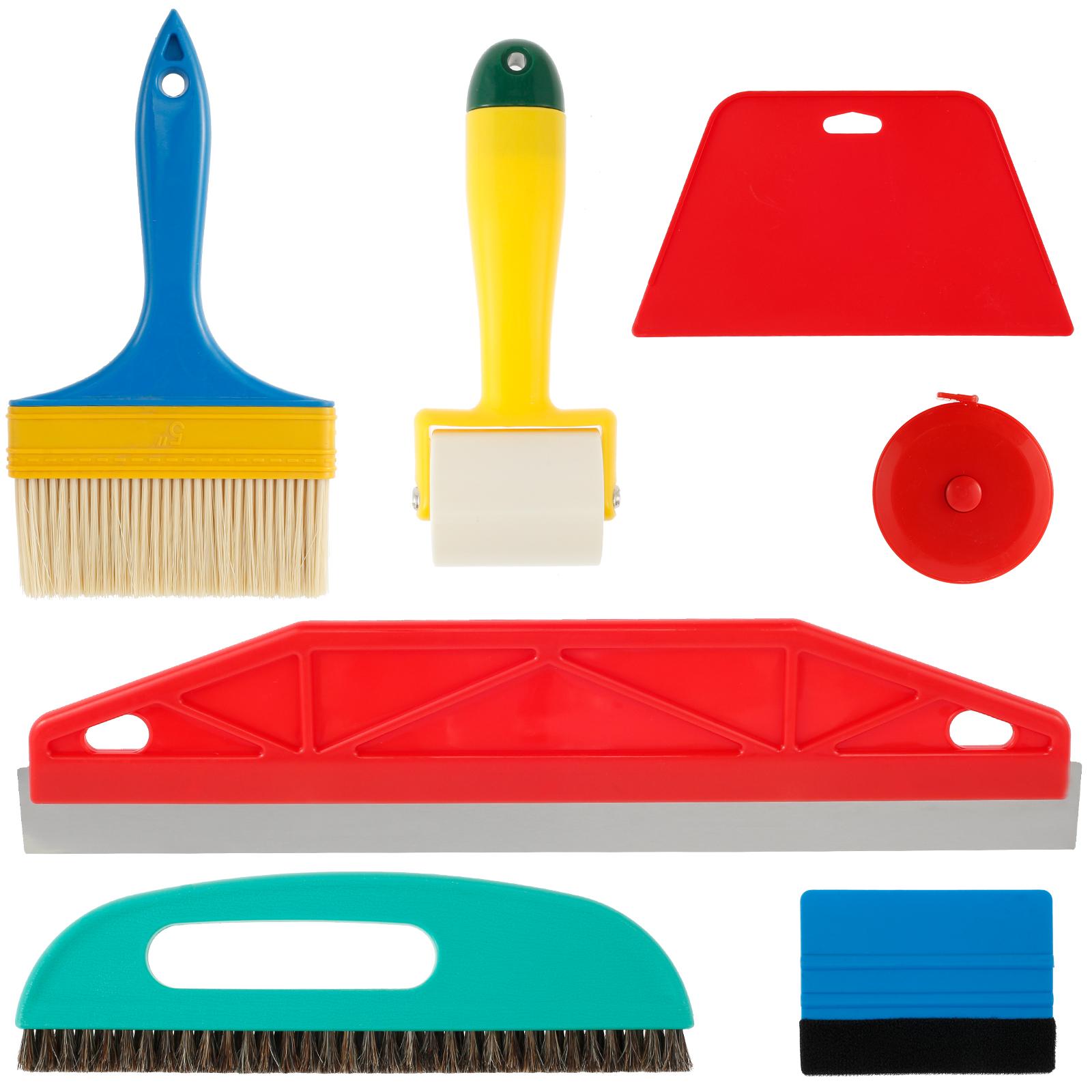 

13/7 шт. Набор инструментов для разглаживания обоев, многофункциональный набор инструментов для обоев с кистью для покраски, полированной щеткой, скребком, глянцевой доской