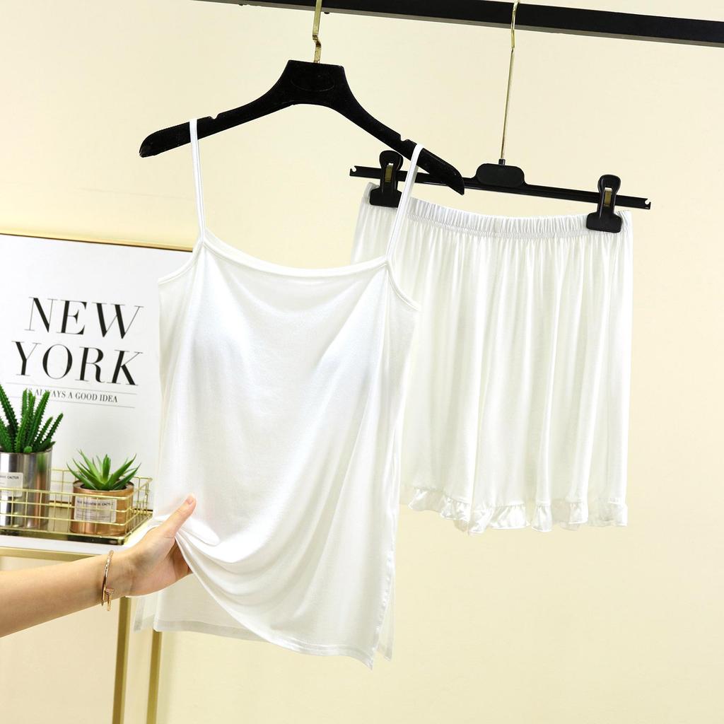 Modal Cotton Tank & Shorts Pajama Set: Women's Loose Slimming Summer Sleepwear Two-Piece