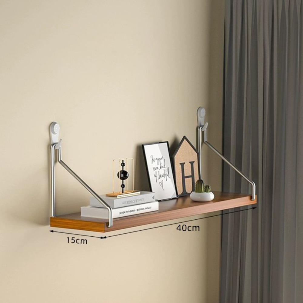 Wooden Material Wall Shelf Wall Mounted Hanging Organizers Storage Shelf No-Punch Design Bookshelf Living Room