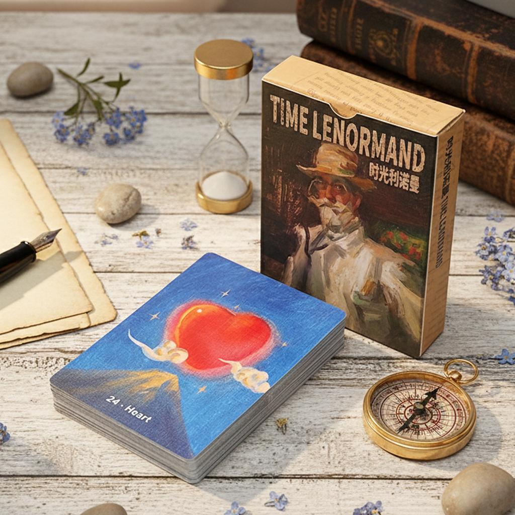 Time Lenormand Oracle Deck 38 Oil Painting Style Cards with Extra Man/Woman Cards Printed on Double-embossed Cardstock 9x6cm