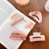 Korean New Simple Tea Brown Acrylic Grab Clip Geometric Hollow Out Half Round Shark Clip Hair Accessories For Women Girls
