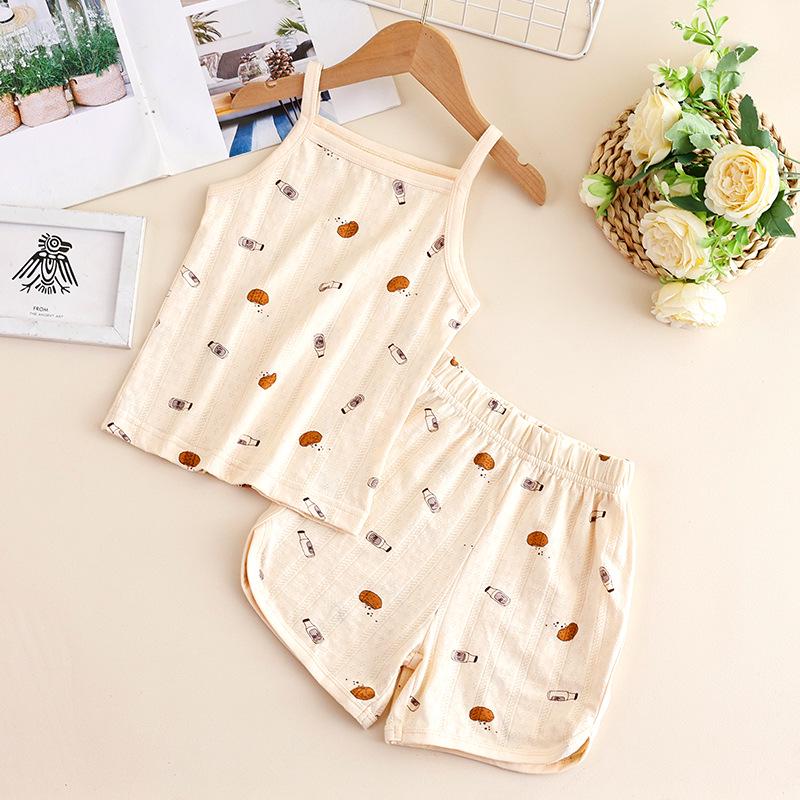 Kids Retro Cotton Summer Set: Camisole & Floral Shorts 80 (Height 60cm)