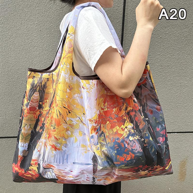 Bag Foldable Shopping Bag Reusable Grocery Storage Bag Nylon Portable Shoulder Handbag Travel Tote Bag