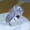 Newest Classic Many Prong Main White Zircon Ring  copper For Ladies Party Cookic Party Jewelry Gift