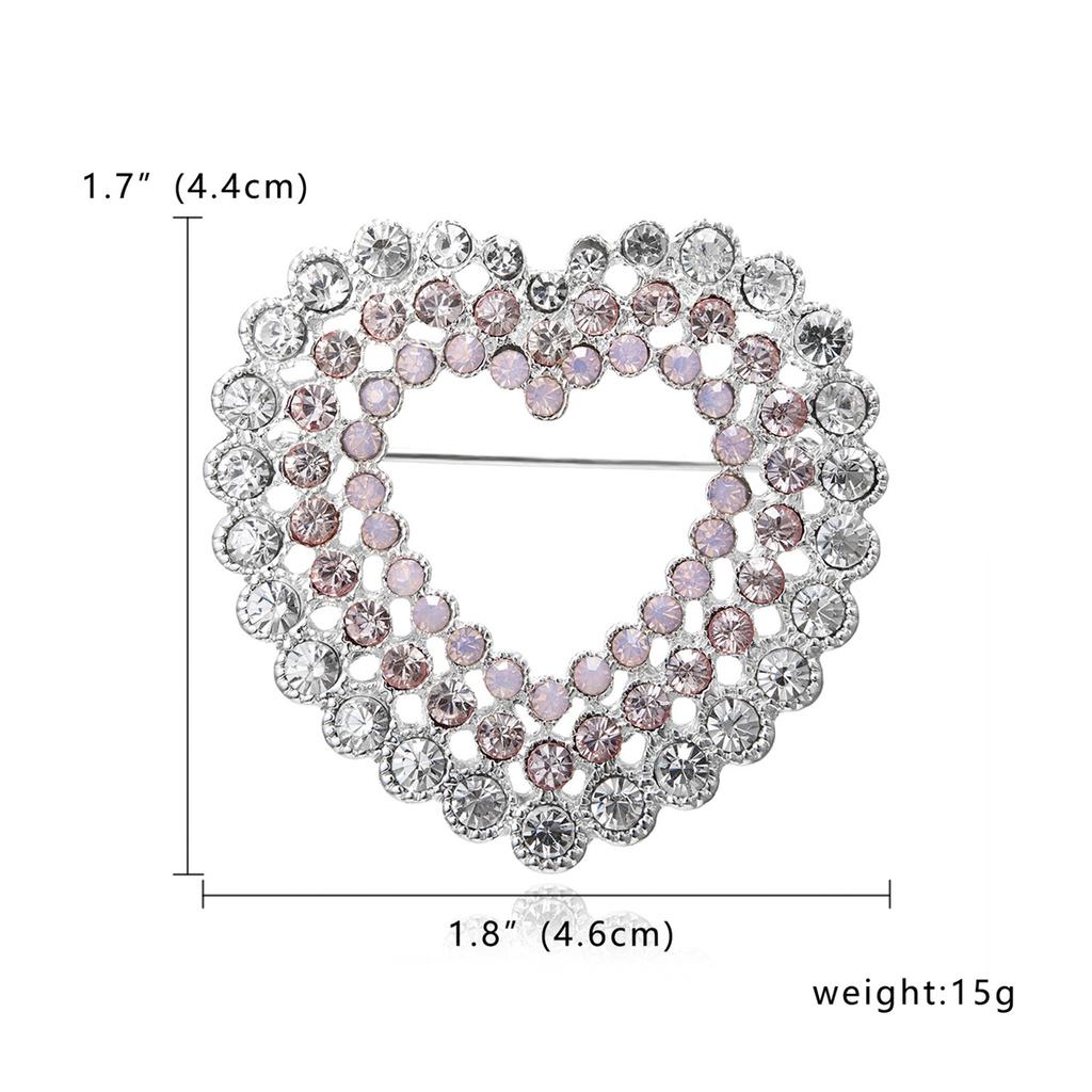 Rinhoo Exquisite Full Rhinestone Small Love Heart Brooch For Women Elegant Crystal Heart Lapel Pins Sweater Buckle Badge Jewelry