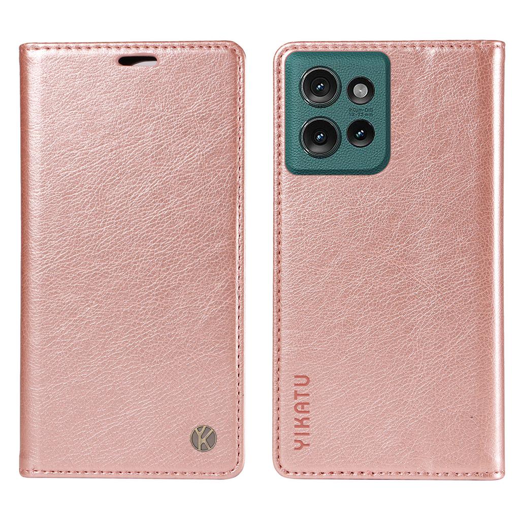 YIKATU YK-006 For Motorola Edge 50 5G Case Wallet Litchi Grain Leather Phone Cover Magnetic Auto-Absorbed