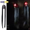 New 2024 Halloween LED Hanging Long Hair Skeleton Female Ghost Horror Luminous Eyes Skull Props Halloween Horror Decorative