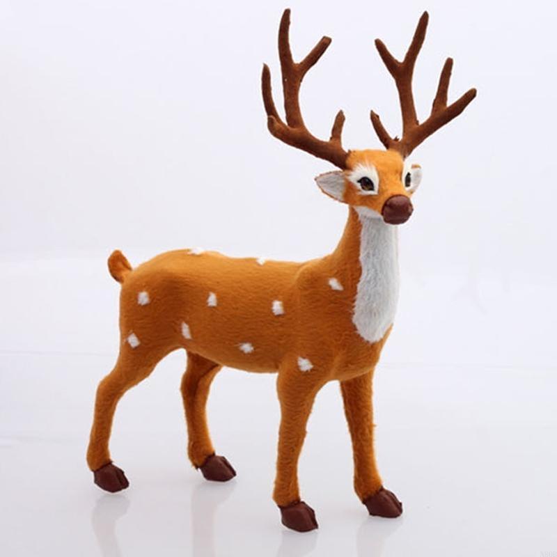 N80B for Creative Christmas Elk Ornament Simulation Winter Elk Figurine Crafts Decor for Home Restaurant Bar Table Decoration
