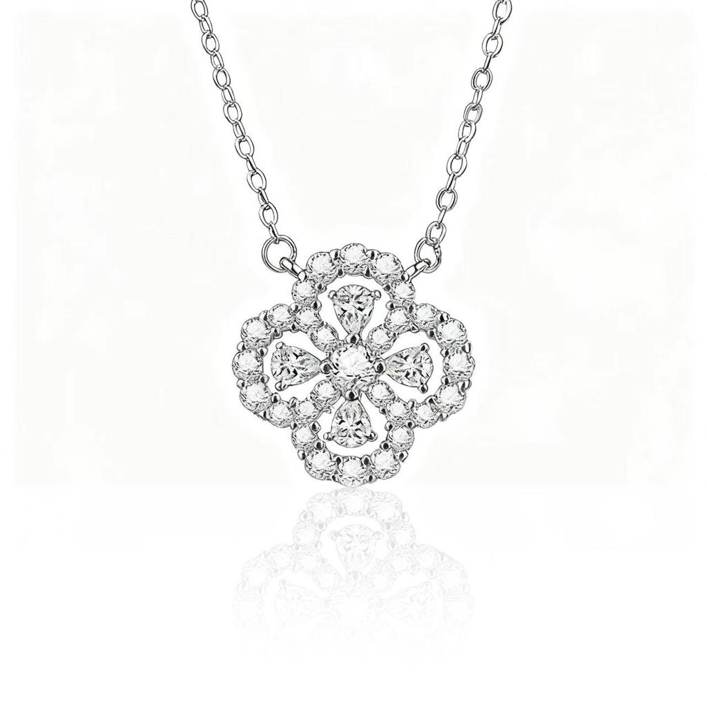 2026 Heavy Industry Premium Full Diamond Clover Four-piece Set Necklace Bracelet Earrings Women's Jewelry