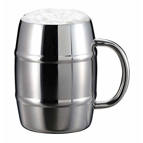CAPTAIN STAG (CAPTAIN STAG) UE-3498 Double Stainless Steel Beer Mug, Insulated, 600ml, Barrel-Shaped, Stainless Steel, with Vacuum-Resistant Design