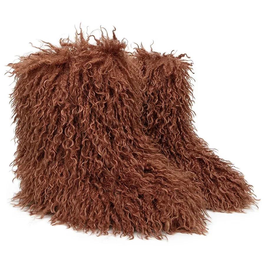 Winter Snow Boots Furry Shoes Women Fluffy Warm Faux Wool Boots Woman Teddy Fur Snow Boots Fashion Plush Short Boots Ladies