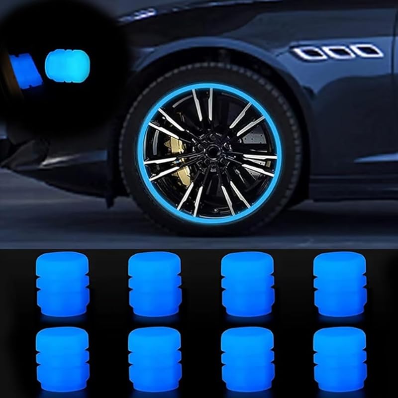 100PCS Glow-in-The-Dark Car Tire Valve Cap Luminous Night Rider Covers Universal Fluorescent Waterproof Lights Stem Caps for Most Vehicle Tires