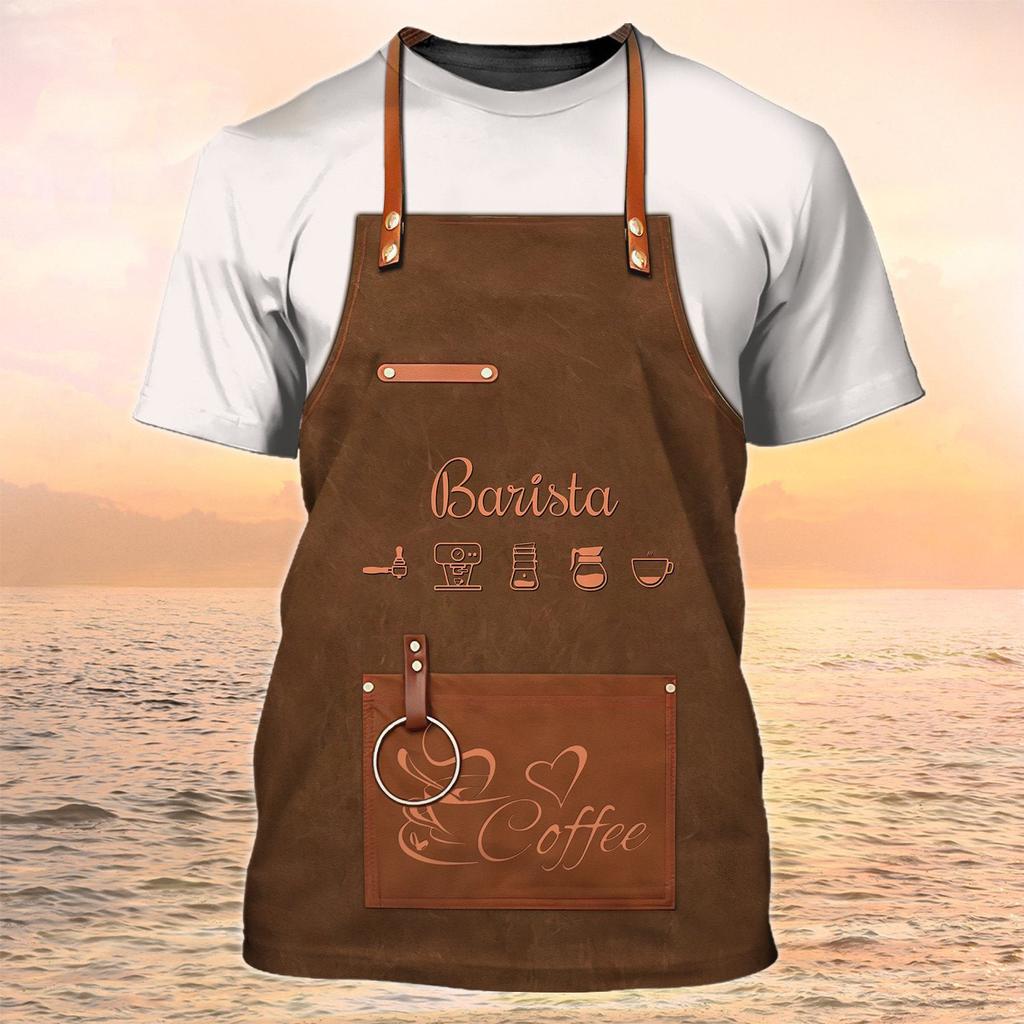 Barista Style Make Coffee 3D Print Summer Men's Round Neck T-shirt Casual Short Sleeve Oversized Pullover Fashion Men Clothing