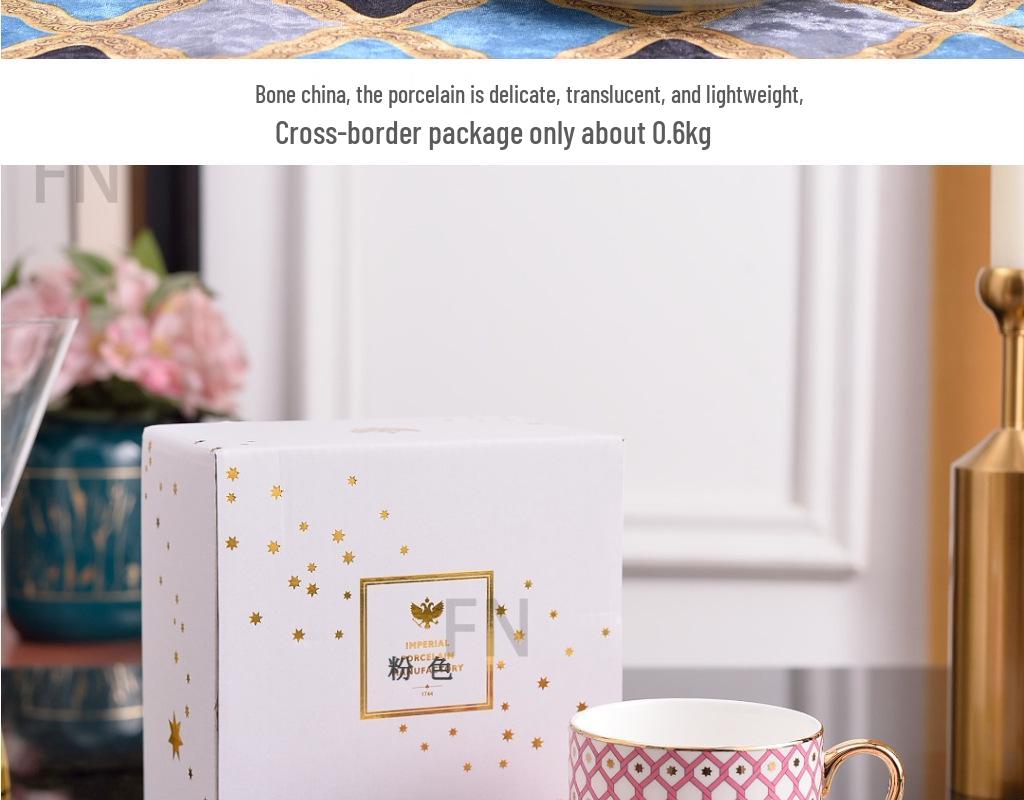 Set de Cești și Căni de Ceai și Cafea din Porțelan Os cu Șapte Culori, Placat cu Aur, cu Farfurioare